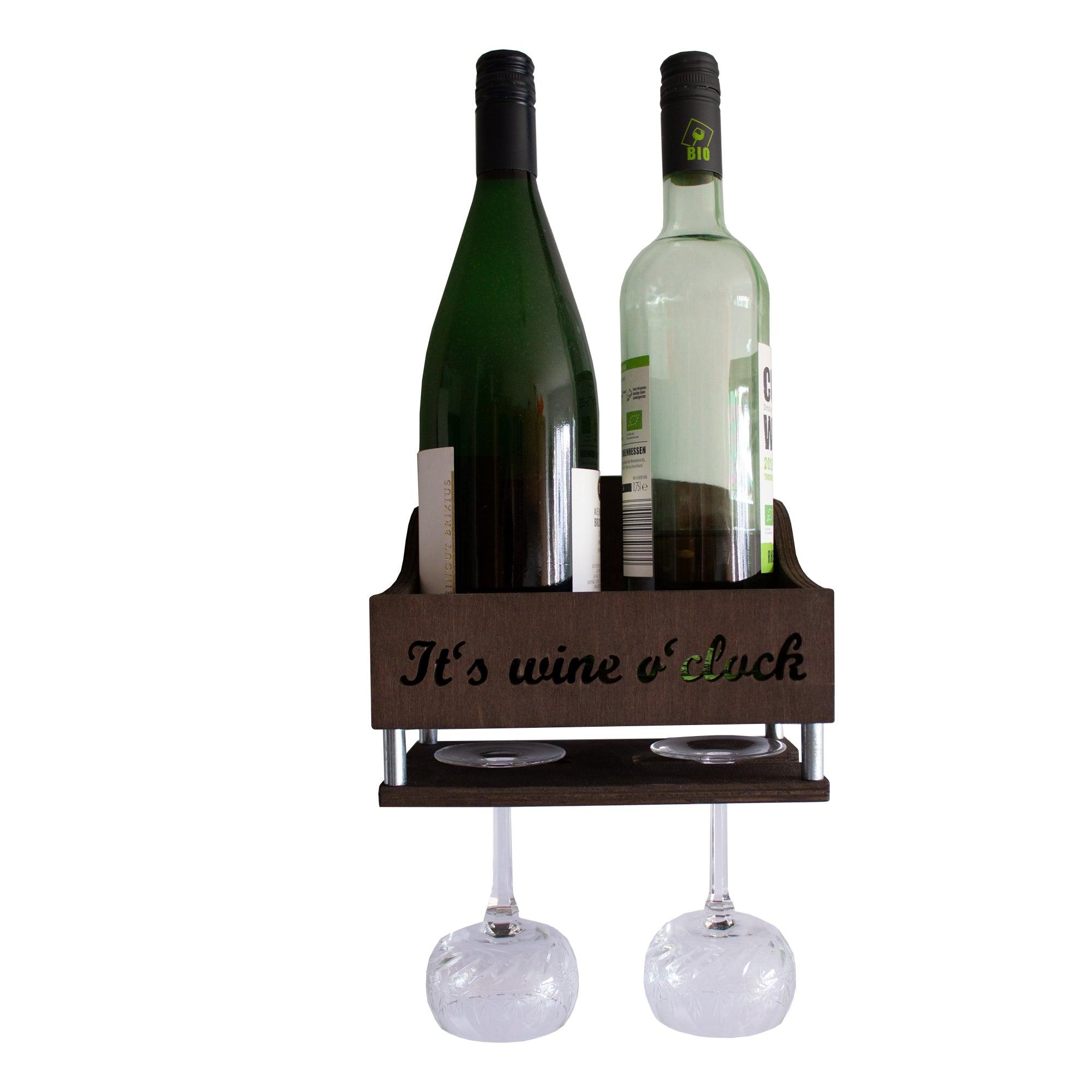 Weinregal mit Glashalter - zur Wandmontage - Farbe: braun INEXTERIOR