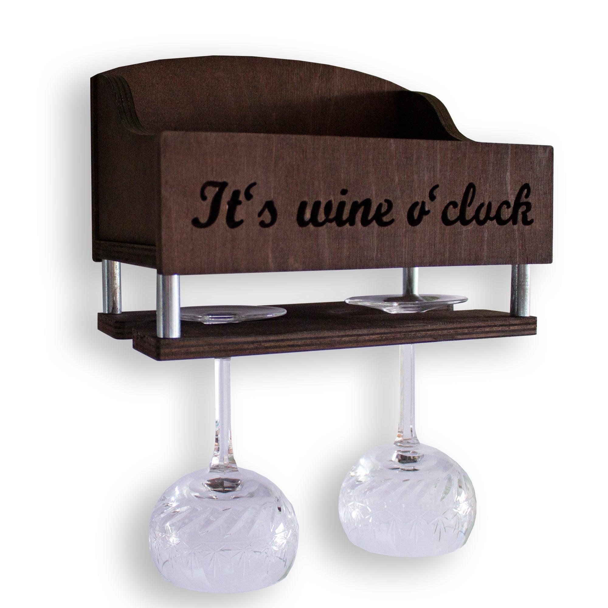 Weinregal mit Glashalter - zur Wandmontage - Farbe: braun INEXTERIOR