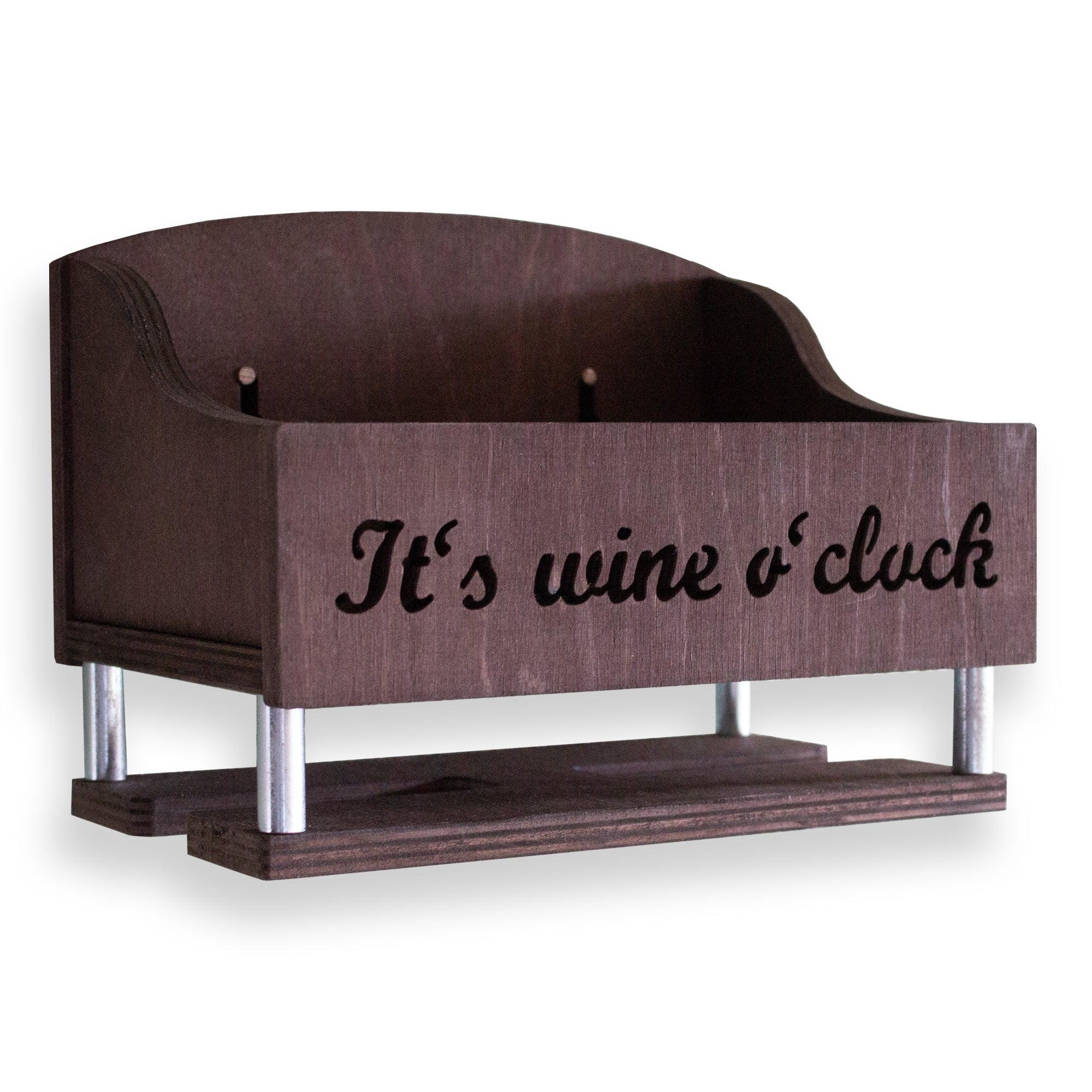 Weinregal mit Glashalter - zur Wandmontage - Farbe: braun INEXTERIOR